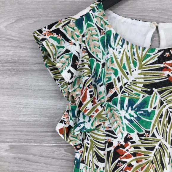 ECI | Tropical Palm Leaf Flutter Sleeve Mini Dress - Picture 4 of 7